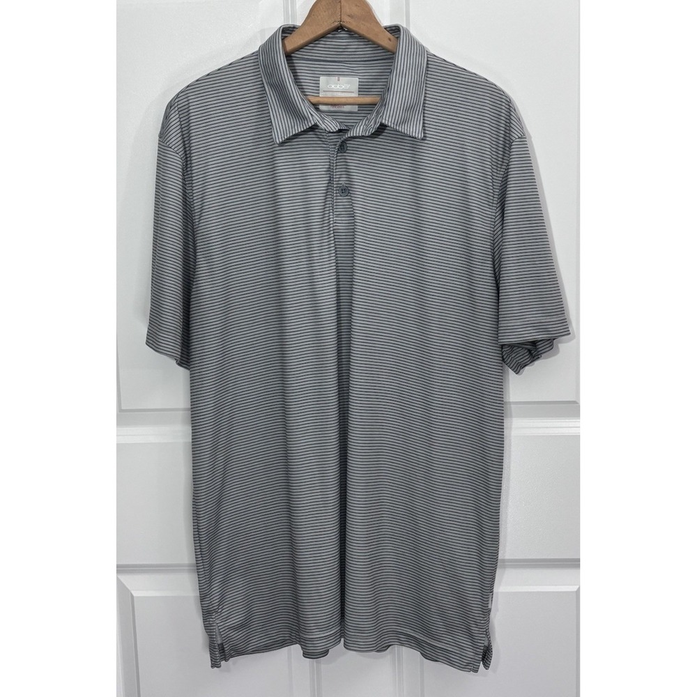 OOBE Hydrovent Polo Shirt XL Gray Navy‎ Striped Performance Golf Polo 0405